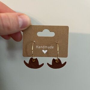 Cowboy/cowgirl hat hoop earrings - faux suede